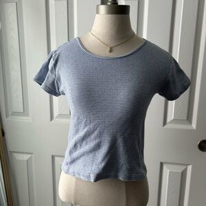Brandy Melville Navy Striped Short Sleeve Top